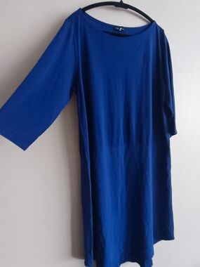 Eileen Fisher Purple Silk Jersey & Crepe Midi Dress Size L